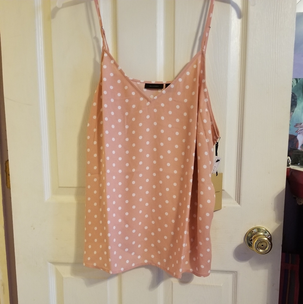 Halogen V-Neck Camisole Plus Size Pink, Polka Dot